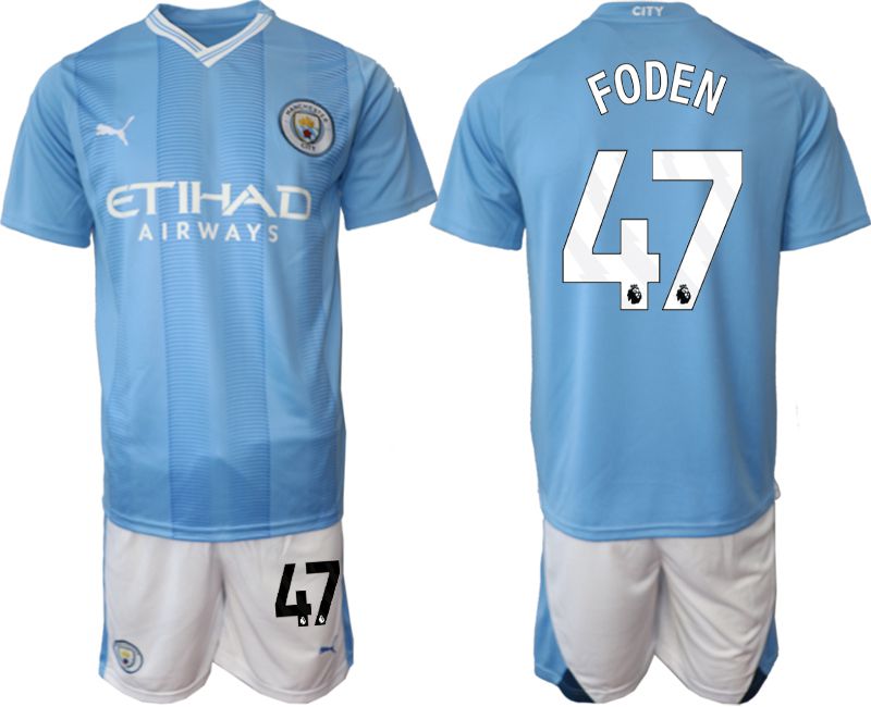 Men 2023-2024 Club Manchester City home Light blue #47 Soccer Jersey->chelsea jersey->Soccer Club Jersey